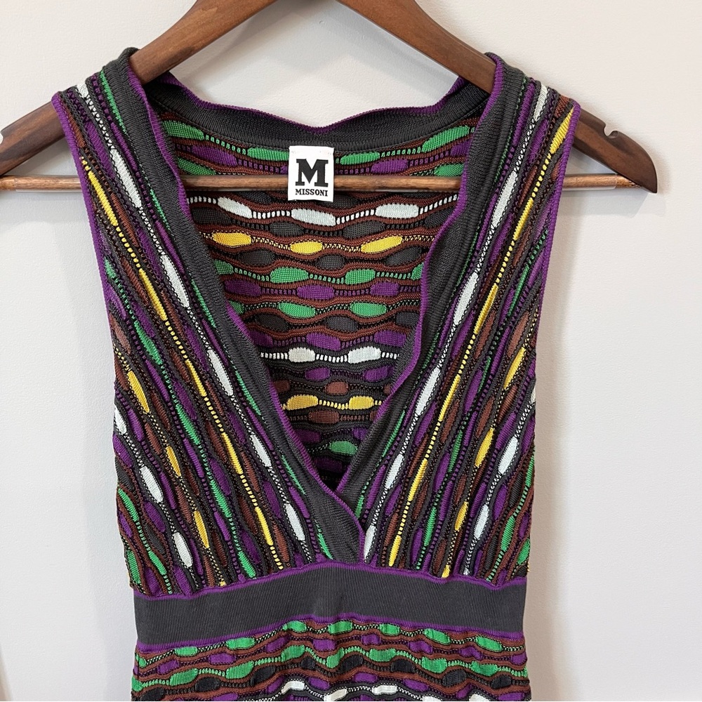 Missoni crochet knitted v neck dress
